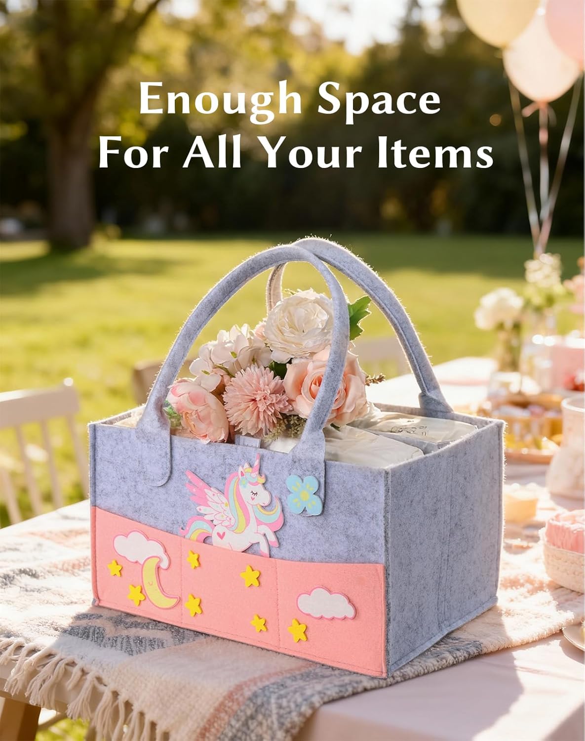 Coralogo Baby Shower Gift Basket - Baby Gift Set with Diaper Caddy, Gifts for New Mom, Gender Reveal Gifts, New Born Essential Include Security Blanket Hat Bib Socks Mittens, Girl