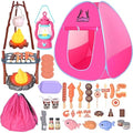 Kids Camping Set with Tent - Pop Up Tent, Kids Play Tents Outdoor Toys Camping Tools Set Gift for Girls Age 3 4 5 6 Year Old Birthday Christmas