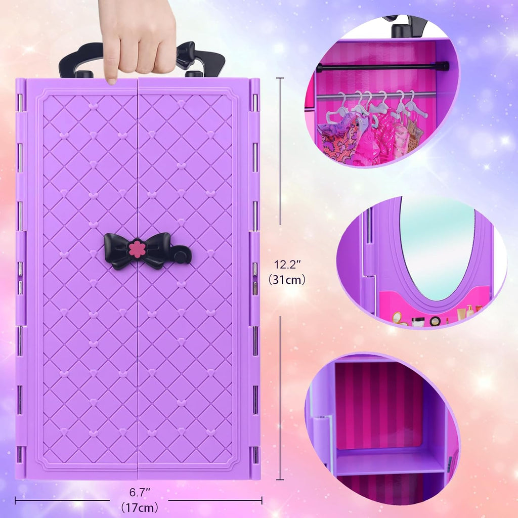 Girl Doll Clothes and Accessories Closet Wardrobe with Dresses, Shoes and Other Girl Stuff for 11.5 Inch Clothes as Gift Present for Children (NOT Include Doll)