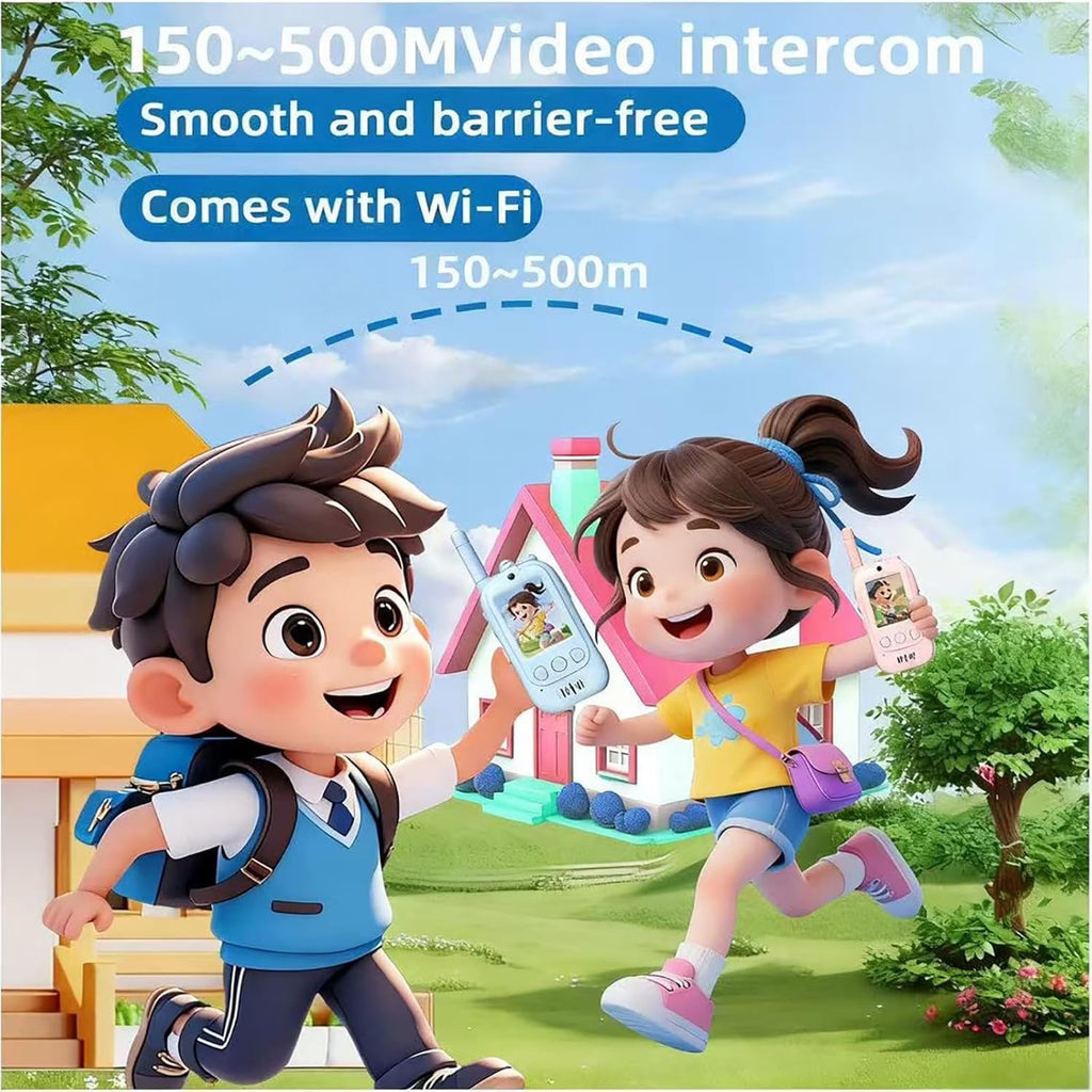 Video walkie talkies for Kids Second Generation,2 Pack Walkie talkies for Kids,Rechargeable Video walkie talkies,Indoor and Outdoor Toys,for Outside,Camping,for Boys Girls Ages 3-12(Blue/Pink).