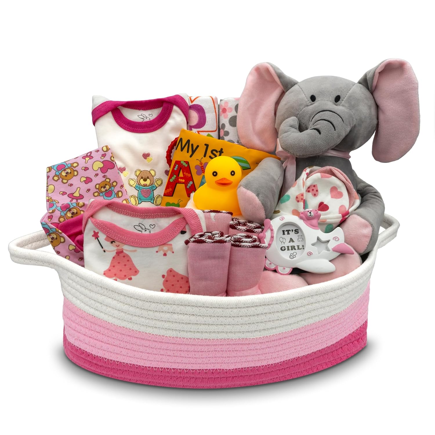 Bundle of Joy Deluxe New Baby Gift Basket | Newborn Baby Girl \ Boy Gift Set with Baby Essentials | Baby Gift Basket for Expecting Moms | Baby Layette Set | Pink Baby Gift Set | Nikki's Gift Baskets