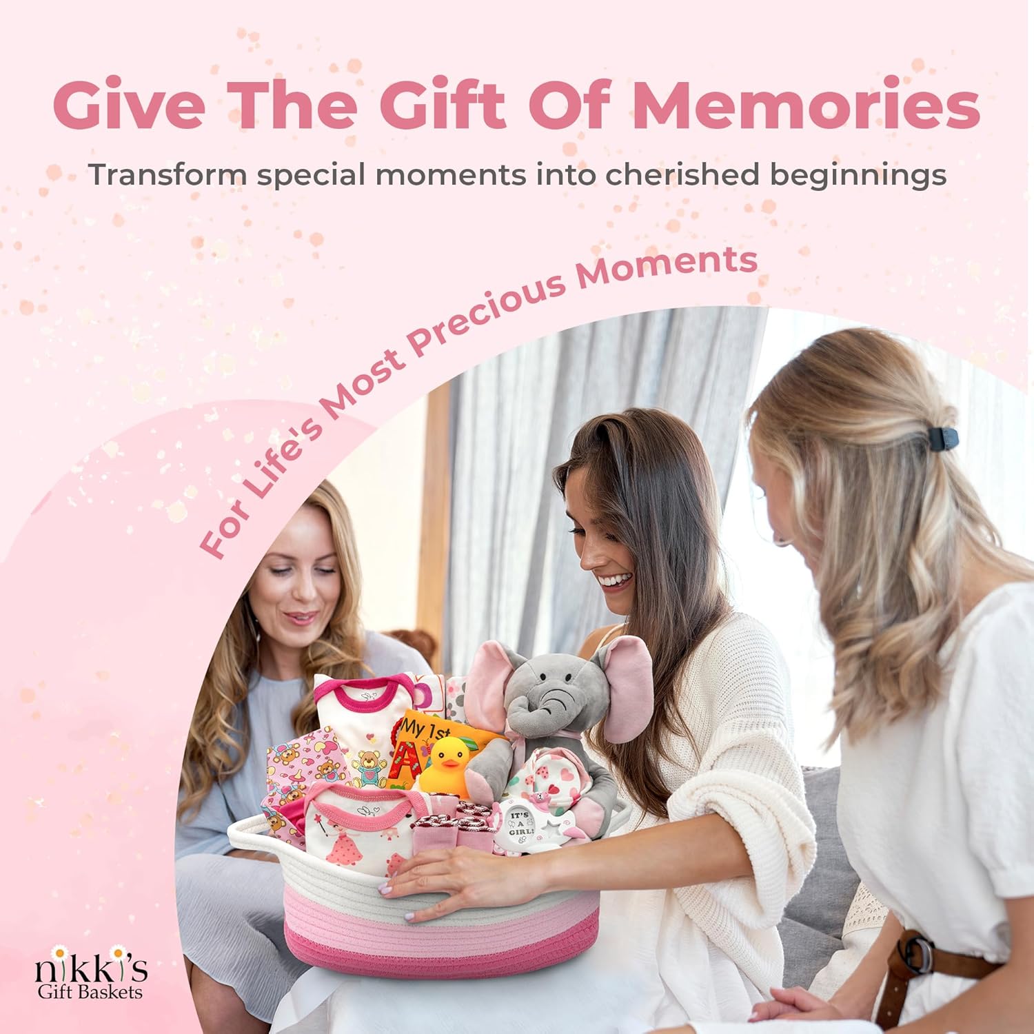 Bundle of Joy Deluxe New Baby Gift Basket | Newborn Baby Girl \ Boy Gift Set with Baby Essentials | Baby Gift Basket for Expecting Moms | Baby Layette Set | Pink Baby Gift Set | Nikki's Gift Baskets