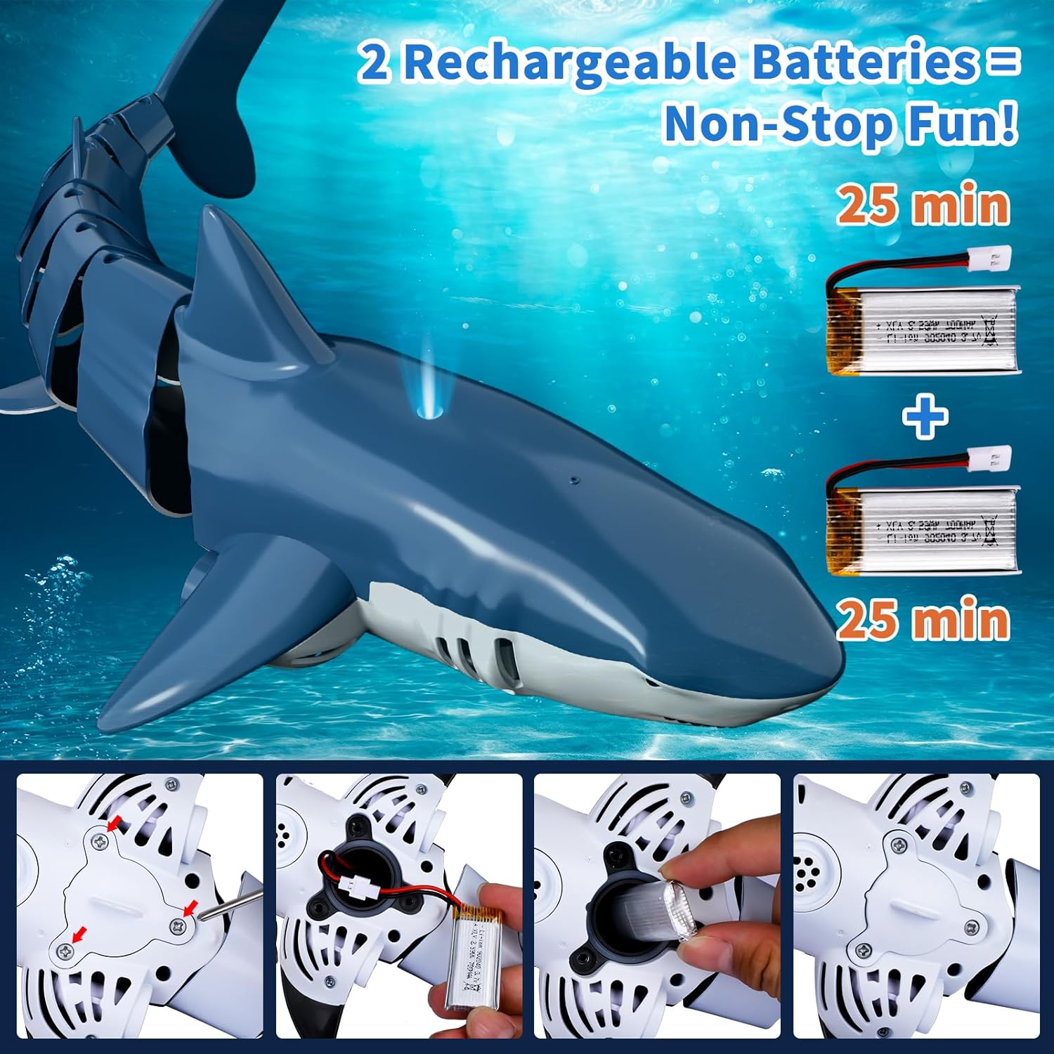 Remote Control Whale Shark Toys for Boys Kids, 1:18 Scale High Simulation Shark for Pool, 2.4Ghz Electric RC Shark Boat Fish Toys with Light & Spray, Toy Shark Gifts for 6 7 8 9 Year olds Kid Boy Girl