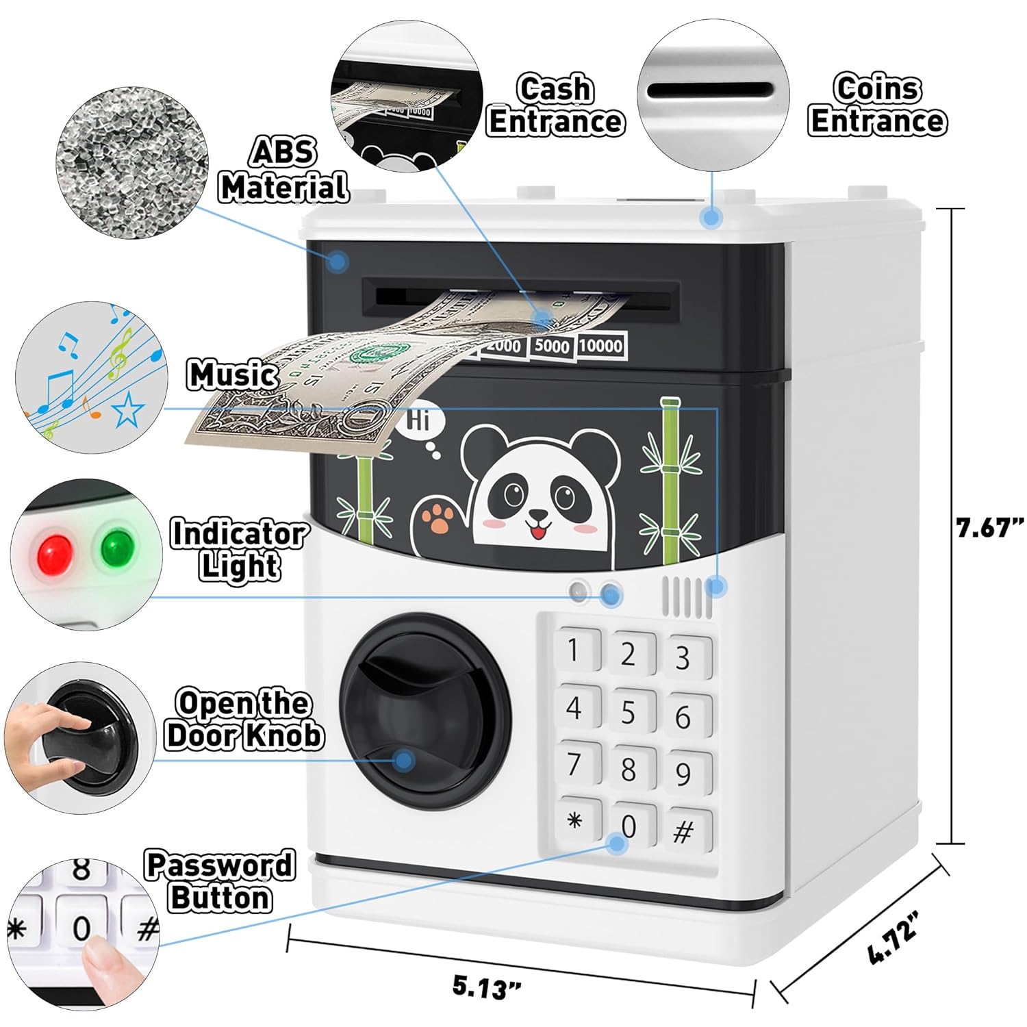 Kids Piggy Bank for Girls - Toys for 5 6 7 8 9 10 Year Old Girl Birthday Gifts - Electronic Piggy Bank ATM Machine Money Safe for Kids Toys Age 6-8-10