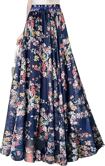 Afibi Women Full/Ankle Length Blending Maxi Chiffon Long Skirt Beach SkirtAfibi Women Full/Ankle Length Blending Maxi Chiffon Long Skirt Beach Skirt