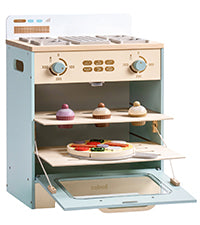 ROBUD Wooden Play Kitchen Set, Kids Toy Kitchen Set with Realistic Design, Utensils, Ice Maker, Fridge, Oven, Washer, Modern Style Play Kitchen with Accessories, Ideal Gift for