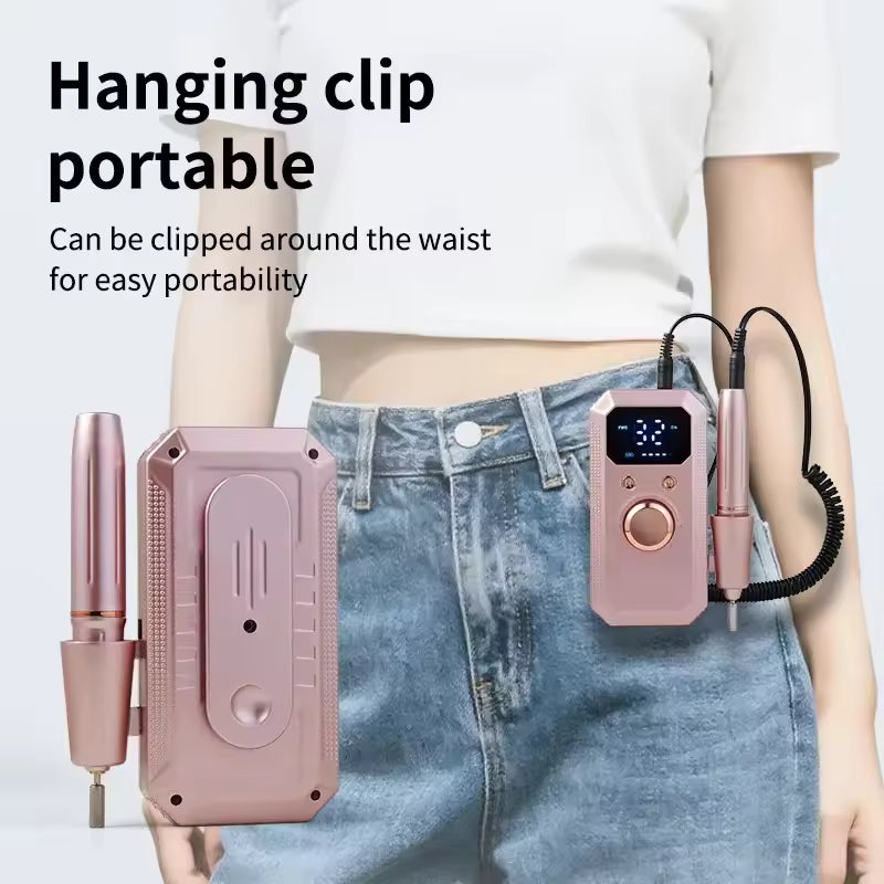 Professional Rechargeable Electric Nail Drill Machine, Portable Cordless Nail File with HD LED Display & 32 Speeds, Manicure Pedicure Kit for Acrylic Gel Nails Polishing Grinding Removing, Ideal Holiday Gift