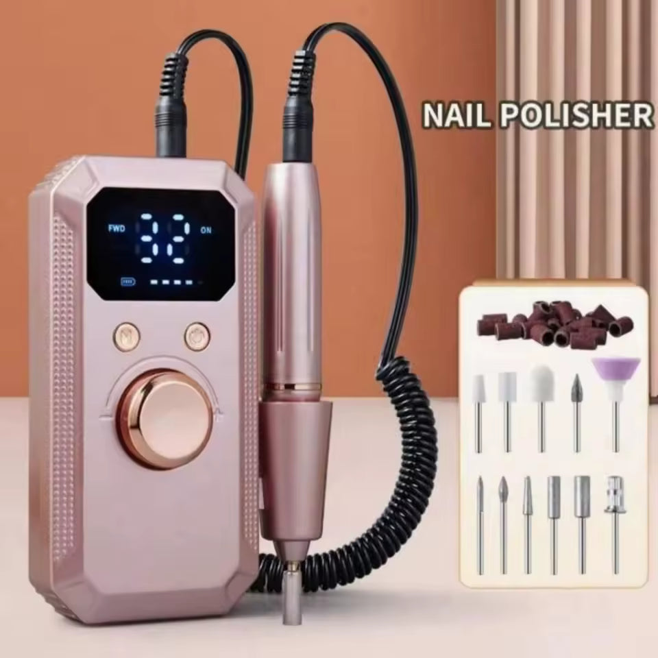 Professional Rechargeable Electric Nail Drill Machine, Portable Cordless Nail File with HD LED Display & 32 Speeds, Manicure Pedicure Kit for Acrylic Gel Nails Polishing Grinding Removing, Ideal Holiday Gift
