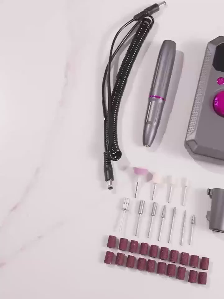 Professional Rechargeable Electric Nail Drill Machine, Portable Cordless Nail File with HD LED Display & 32 Speeds, Manicure Pedicure Kit for Acrylic Gel Nails Polishing Grinding Removing, Ideal Holiday Gift