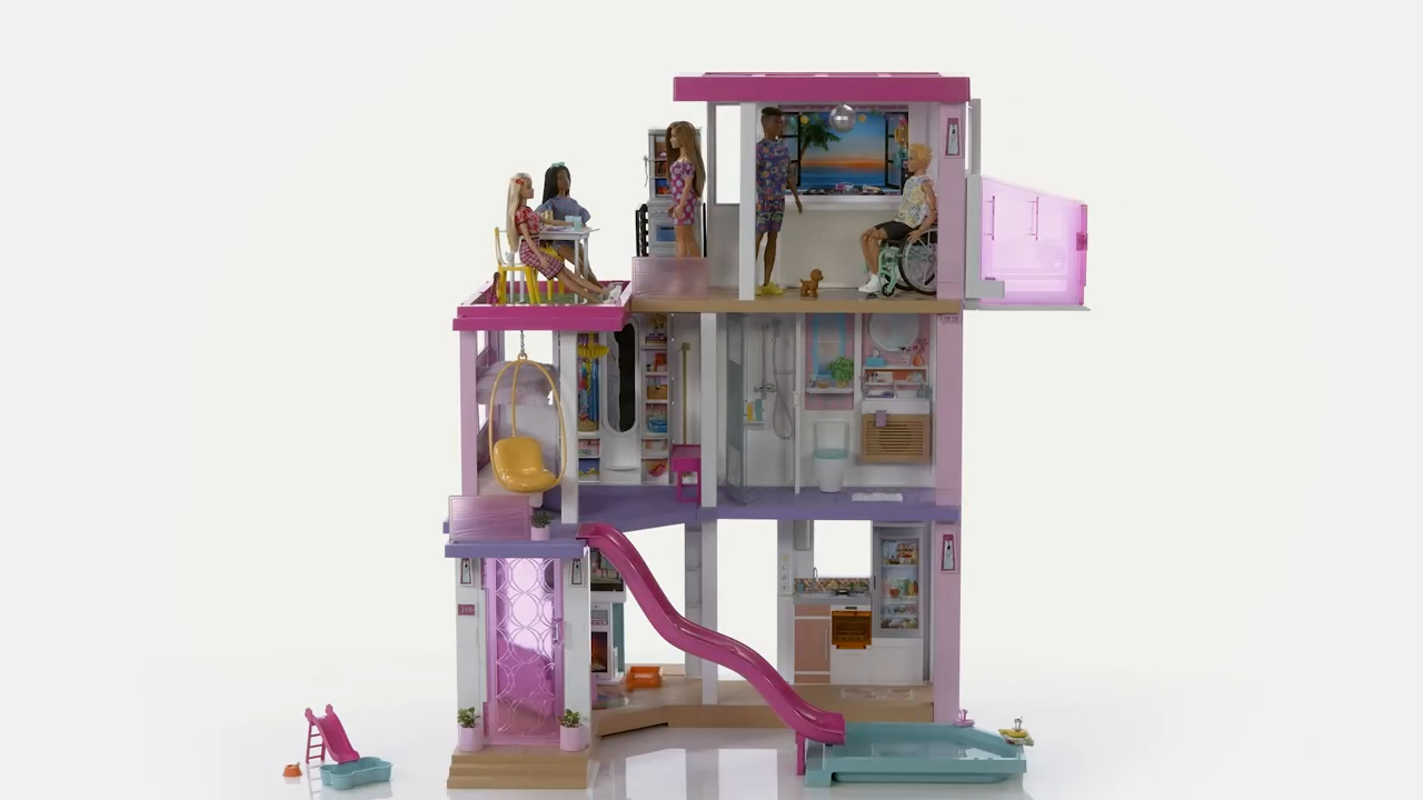 Barbie DreamHouse Dollhouse with 75+ Accessories and Wheelchair Accessible Elevator, 10 Play Areas, 3 Custom Light Settings & Music